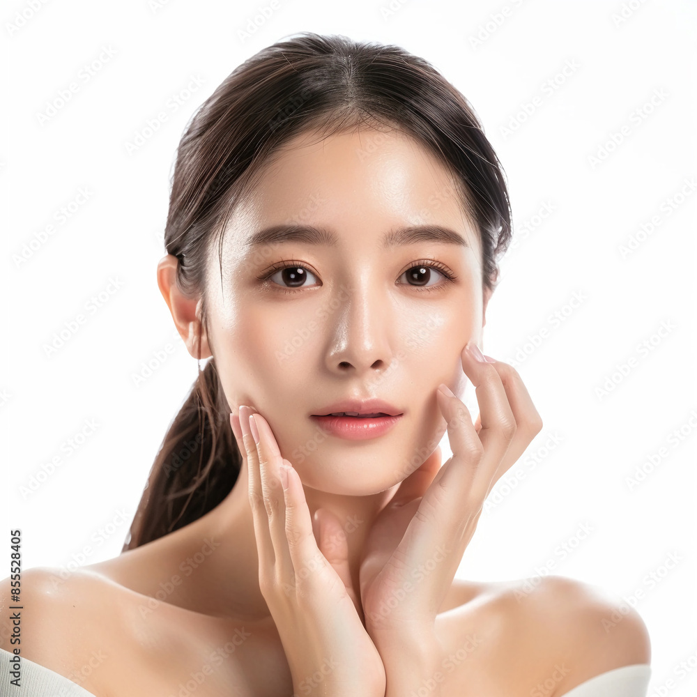 Beauty Korean Asian women spa skin healthy on 100% isolate white background. Beauty Korean Asian women spa skin healthy on 100% isolate white background.