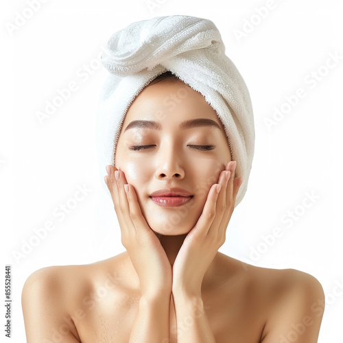 Indian Beauty Asian women spa skin healthy on 100% isolate white background.