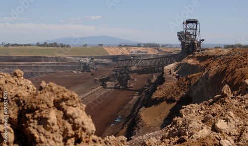 Loy Yang Power Station viewed over the Opencut brown coal mining in the Latrobe Valley Victoria. photo