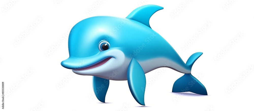 A cartoon dolphin is flying through the air with its mouth open A cartoon dolphin is flying through the air with its mouth open