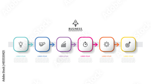 Vector infographic business presentation template connected with 6 options