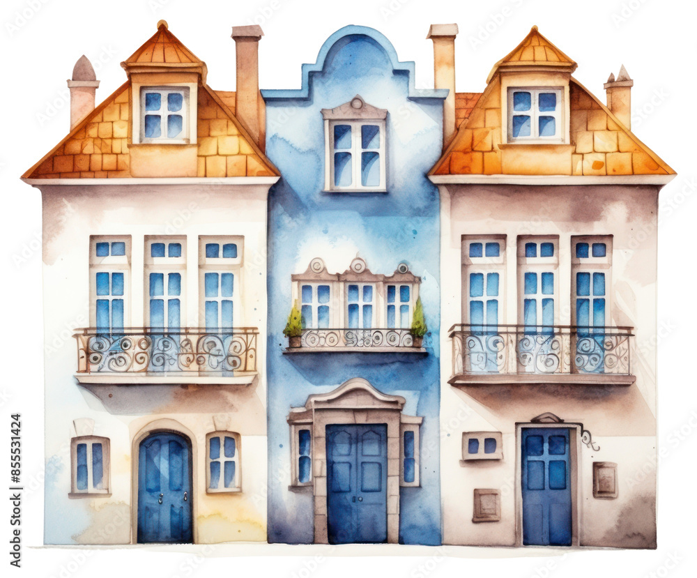 Obraz premium PNG Rowhouse architecture building window.