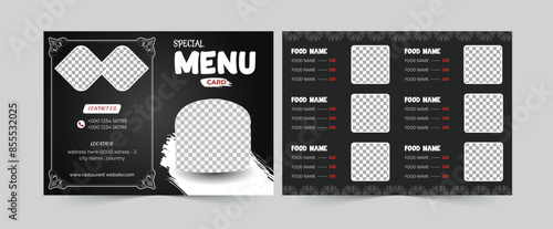 Simple Restaurent food menu card bifold brochure template