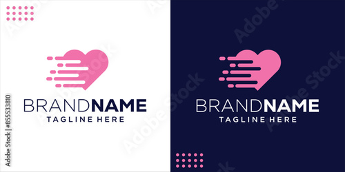 Creative Love Heart Logo With Fast Speed ​​Effect, Design Inspiration, Illustration, Vector
