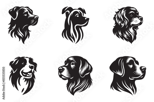 A  dog head silhouette vector style  white background