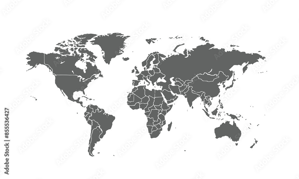 World map isolated on white background. for website layouts, background, education, precise, customizable, Travel worldwide, map silhouette backdrop, earth geography, political, reports. World map isolated on white background. for website layouts, background, education, precise, customizable, Travel worldwide, map silhouette backdrop, earth geography, political, reports.