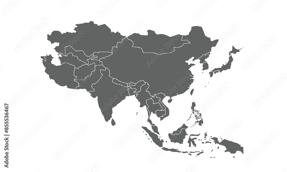 Asia map isolated on white background. for website layouts, background, education, precise, customizable, Travel worldwide, map silhouette backdrop, earth geography, political, reports. Asia map isolated on white background. for website layouts, background, education, precise, customizable, Travel worldwide, map silhouette backdrop, earth geography, political, reports.