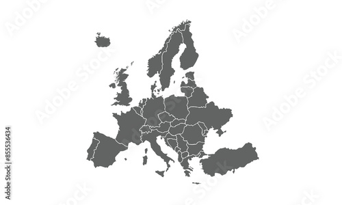 Europe map isolated on white background. for website layouts, background, education, precise, customizable, Travel worldwide, map silhouette backdrop, earth geography, political, reports.