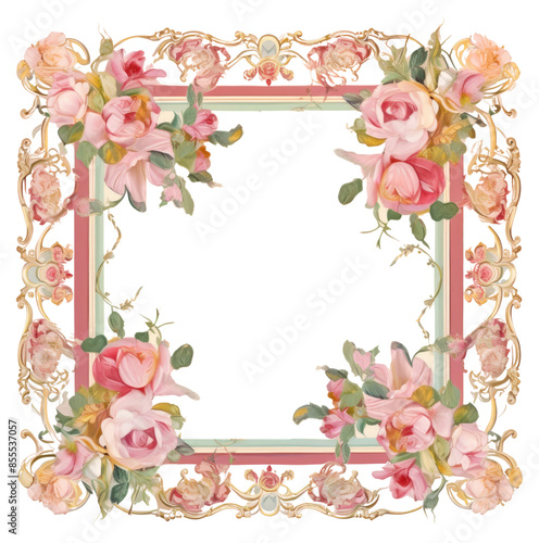 PNG Painting of rose border pattern art needlework.