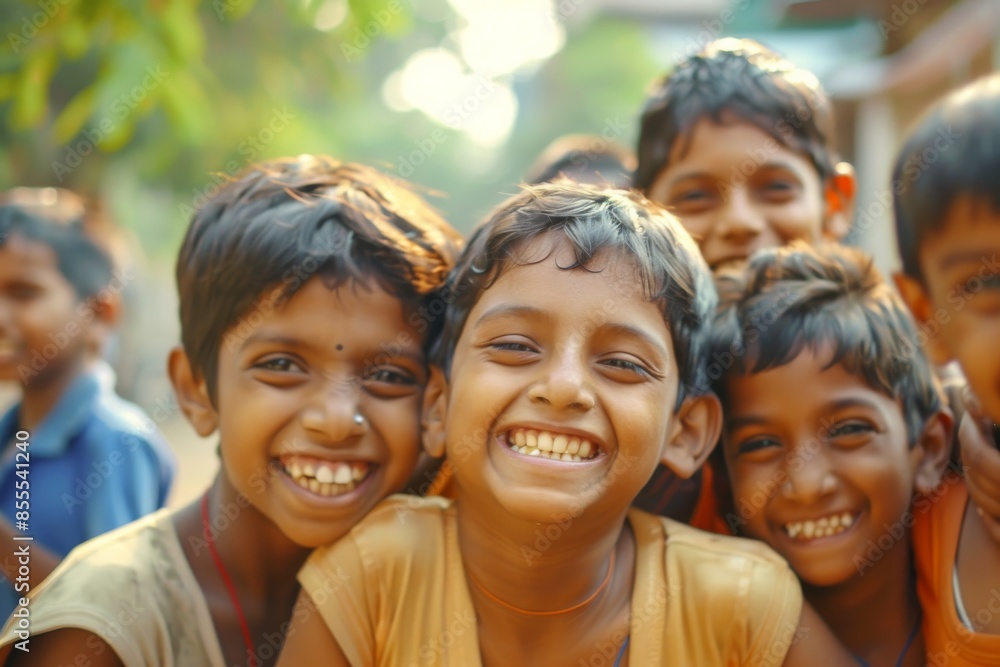 Group of happy indian kids smiling at camera. Selective focus. Group of happy indian kids smiling at camera. Selective focus.