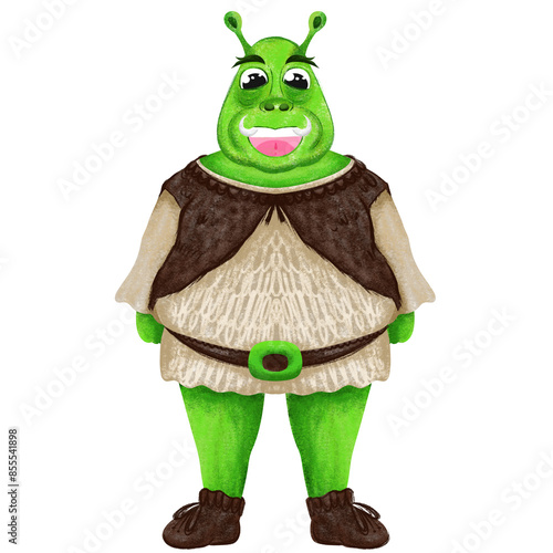 Fotografia Cute ogre green with halloween.
