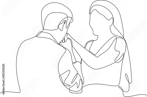 Couple proposing one line art illustration vector