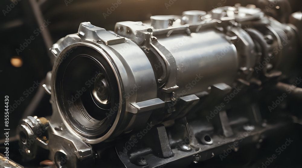 Fototapeta premium a close up of a metal object with a camera attached