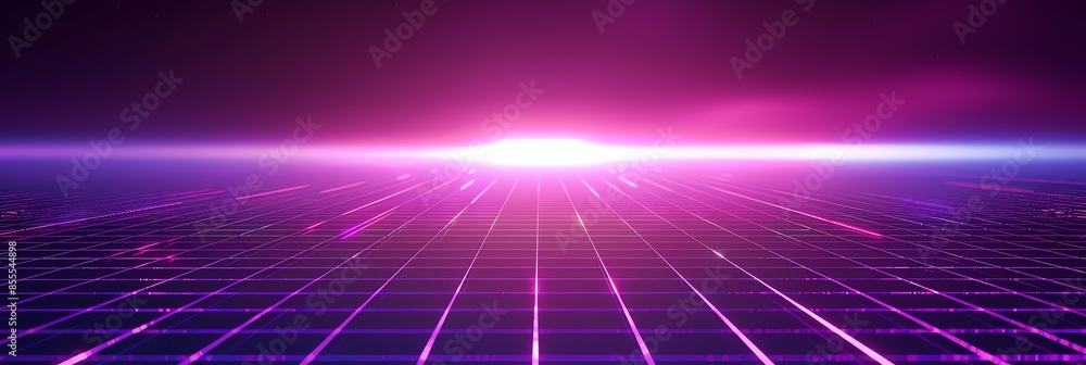 Obraz premium Dazzling light effect, A square grid of light,simple and soft halo with a sense of rhythm,purple. pink and black gradient, grid shape dazzle, a fine grid of light, fine color transition, HD, 16K, 3:1
