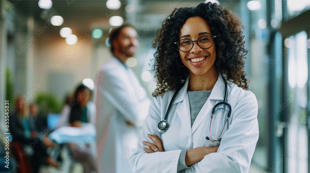 portrait cheerful doctor in hospital portrait cheerful doctor in hospital