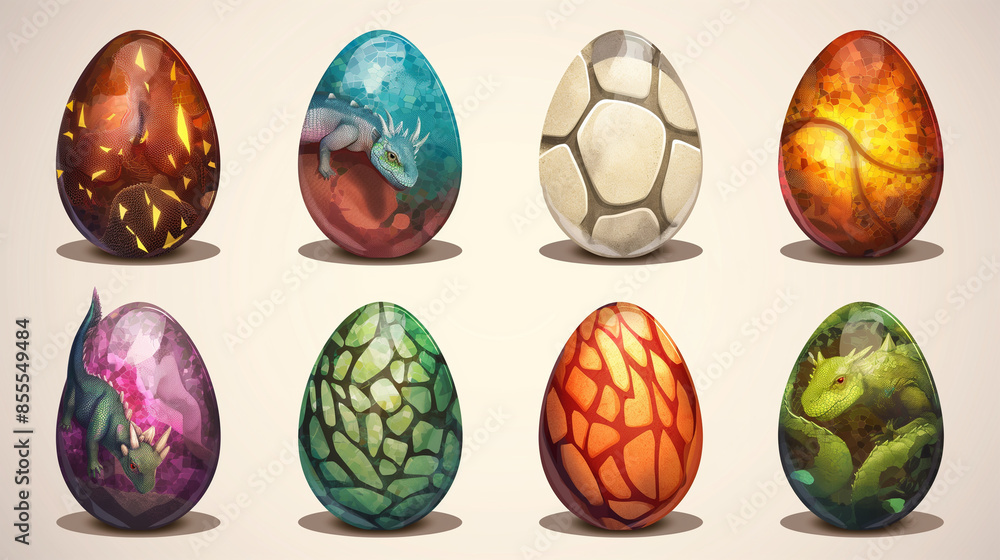 Asset of cartoon dinosaur eggs for mobile game for slot game element, Illustration Asset of cartoon dinosaur eggs for mobile game for slot game element, Illustration