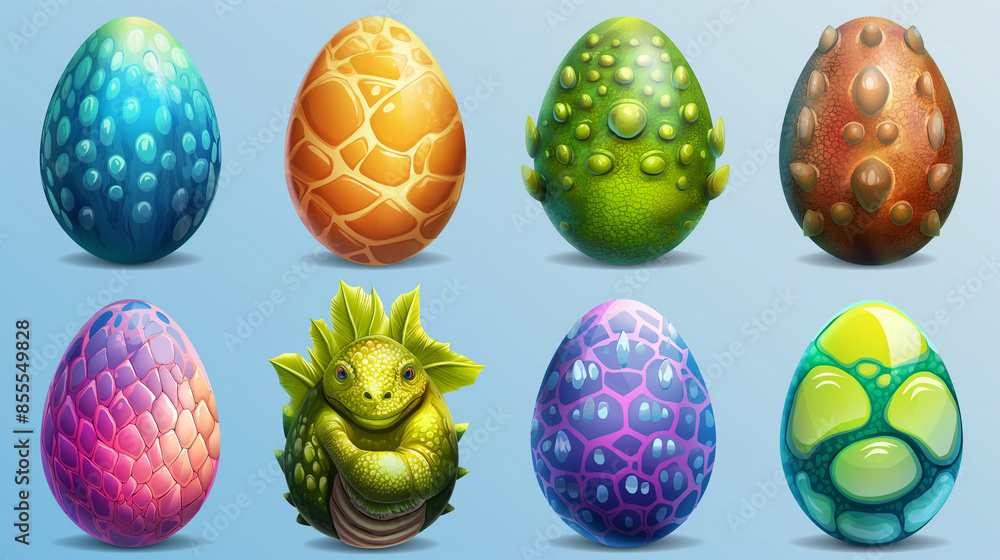 Asset of cartoon dinosaur eggs for mobile game for slot game element, Illustration Asset of cartoon dinosaur eggs for mobile game for slot game element, Illustration