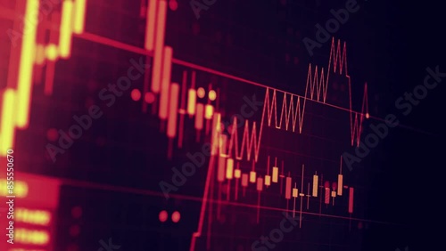 financial chart with uptrend line candlestick graph in stock market,Stock market data on LED display. Business analysis concept.