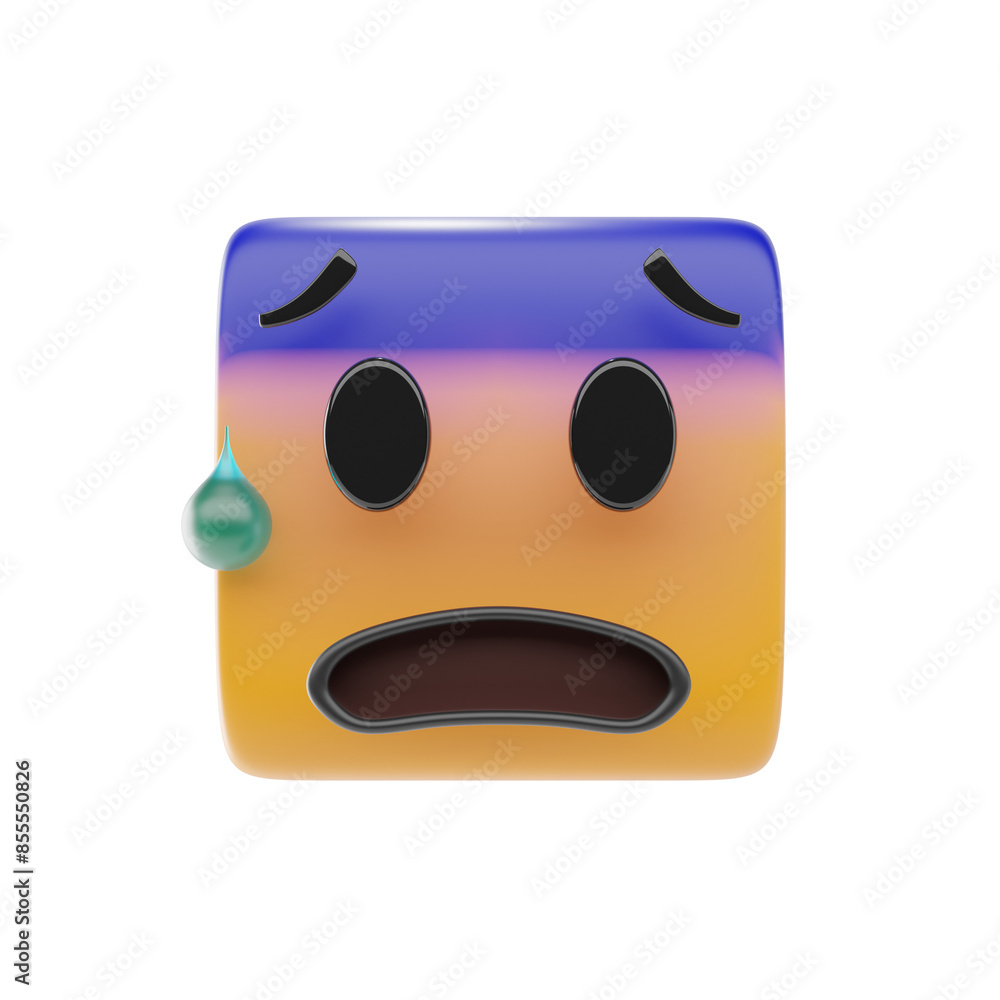 anxious face with sweat emoji 3d icon and illustration anxious face with sweat emoji 3d icon and illustration