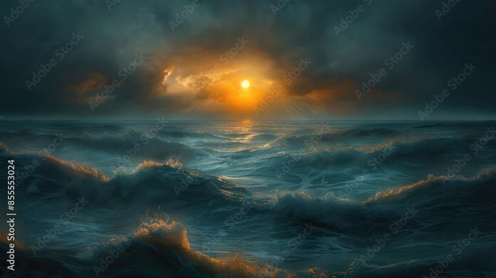 Obraz premium Artistic sun convergence highlights powerful visual narrative