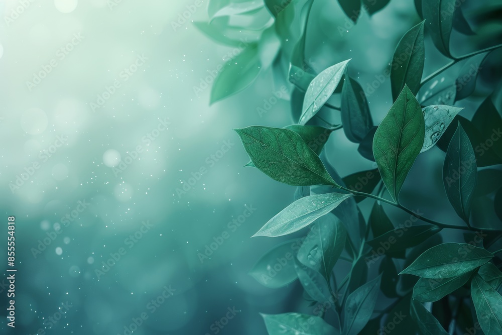 Lush Greenery with Dew and Bokeh Effect Lush Greenery with Dew and Bokeh Effect