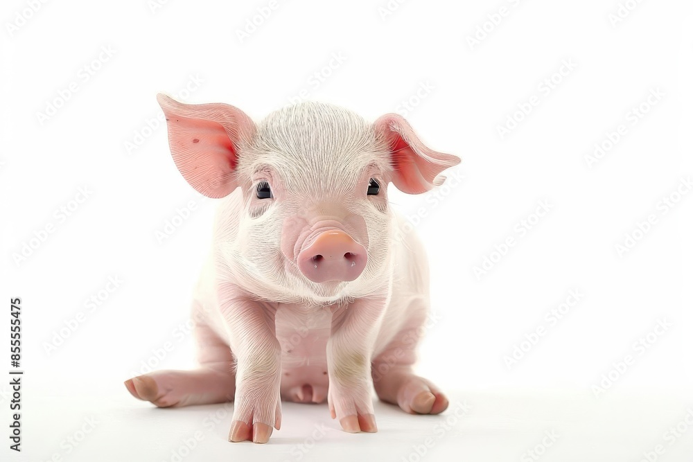 adorable pink piglet isolated on pristine white background cute animal portrait adorable pink piglet isolated on pristine white background cute animal portrait