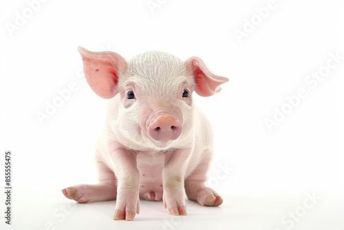 adorable pink piglet isolated on pristine white background cute animal portrait