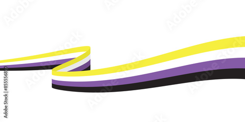 Yellow, white, purple and black colored background as the colors of the nonbinary flag. Pride month concept. Flat vector illustration.	 photo