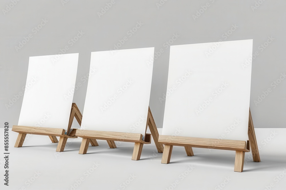 blank a4 paper sheets and cards on wooden holders realistic 3d mockup templates vector set blank a4 paper sheets and cards on wooden holders realistic 3d mockup templates vector set