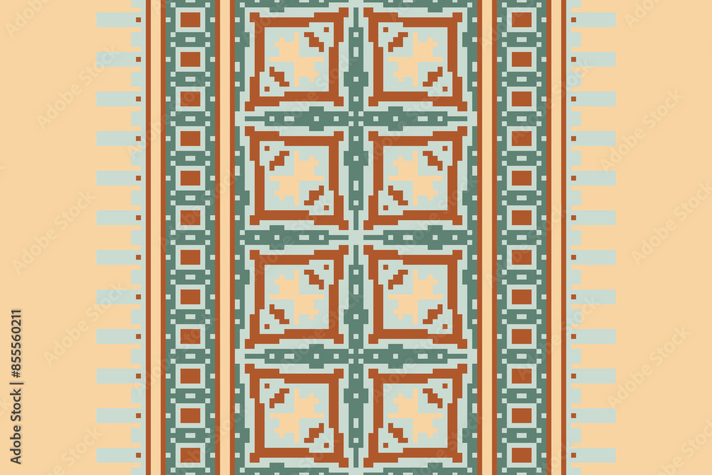 Pixel Ethnic Ikat tropical seamless pattern. Motif ethnic handmade beautiful Ikat art. Ikat ethnic tribal, boho colors seamless wallpaper. Abstract traditional Pixel Ethnic Ikat tropical seamless pattern. Motif ethnic handmade beautiful Ikat art. Ikat ethnic tribal, boho colors seamless wallpaper. Abstract traditional