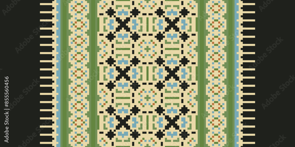 Pixel Ethnic Ikat tropical seamless pattern. Motif ethnic handmade beautiful Ikat art. Ikat ethnic tribal, boho colors seamless wallpaper. Abstract traditional Pixel Ethnic Ikat tropical seamless pattern. Motif ethnic handmade beautiful Ikat art. Ikat ethnic tribal, boho colors seamless wallpaper. Abstract traditional