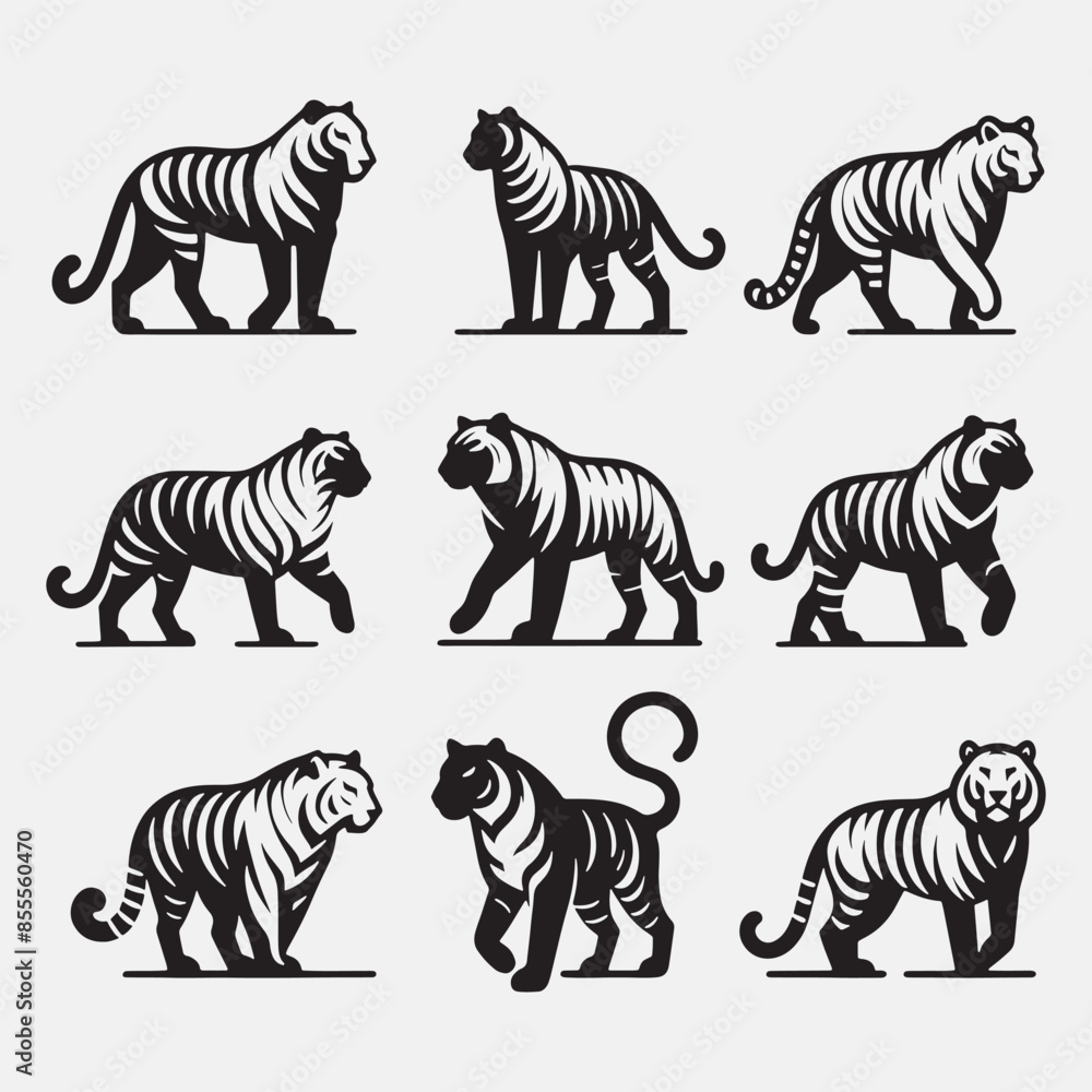 simple design of silhouette of tiger walking vector illustration Adobe Illustrator Artwork simple design of silhouette of tiger walking vector illustration Adobe Illustrator Artwork