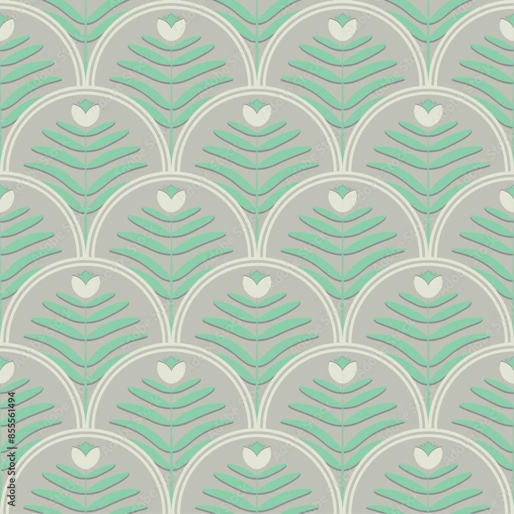 abstract seamless pattern with decorative flower traditional art deco fan pattern floral motif for fabric home wear carpets background surface design packaging vector illustration abstract seamless pattern with decorative flower traditional art deco fan pattern floral motif for fabric home wear carpets background surface design packaging vector illustration