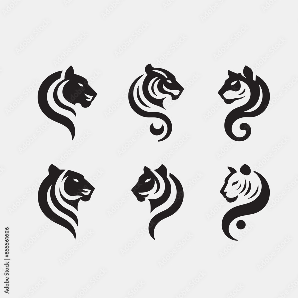 simple design of silhouette of tiger walking vector illustration Adobe Illustrator Artwork
