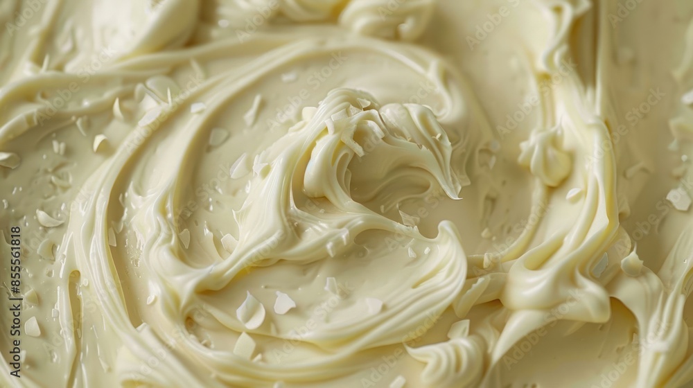 Close up captures flowing vanilla cream enveloped by clouds Close up captures flowing vanilla cream enveloped by clouds
