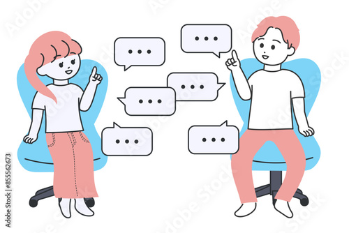 楽しく会話をする男女のイラスト
