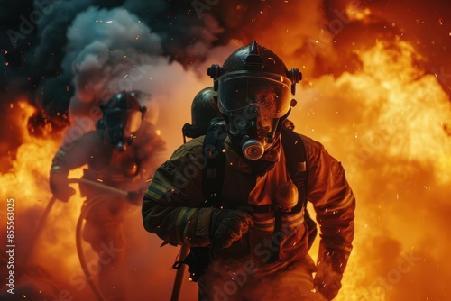 courageous firefighters battling intense blaze heroic emergency response action scene