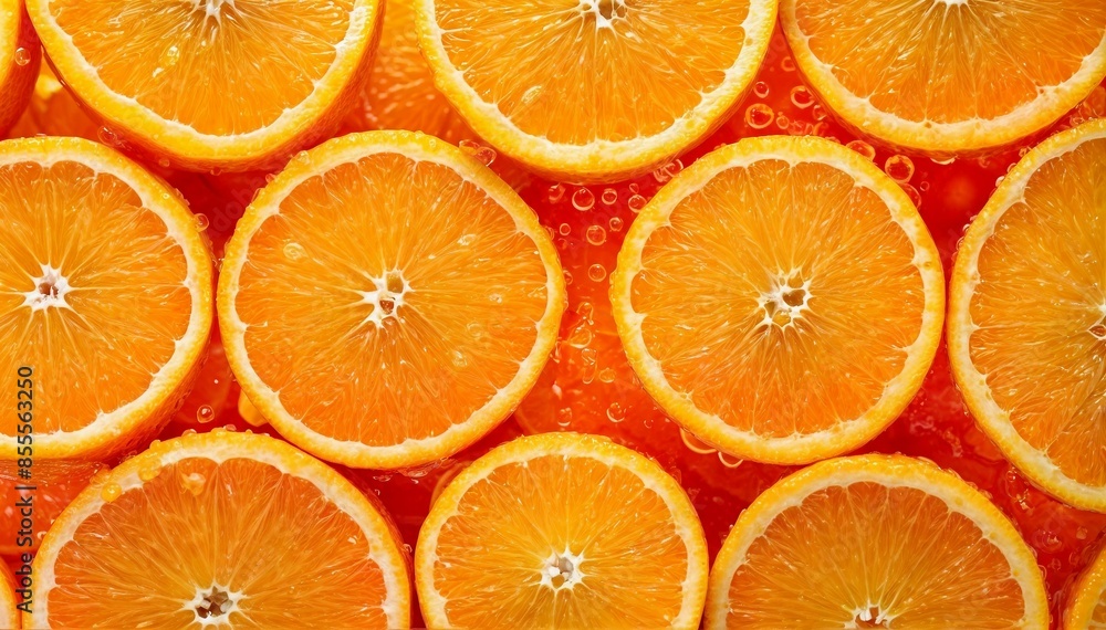 Fresh Orange Slices with Water Droplets Fresh Orange Slices with Water Droplets