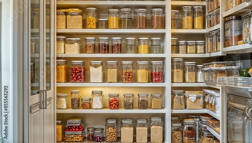 Wallpaper Mural Organized Pantry with Various Dry Goods in Glass Jars Torontodigital.ca