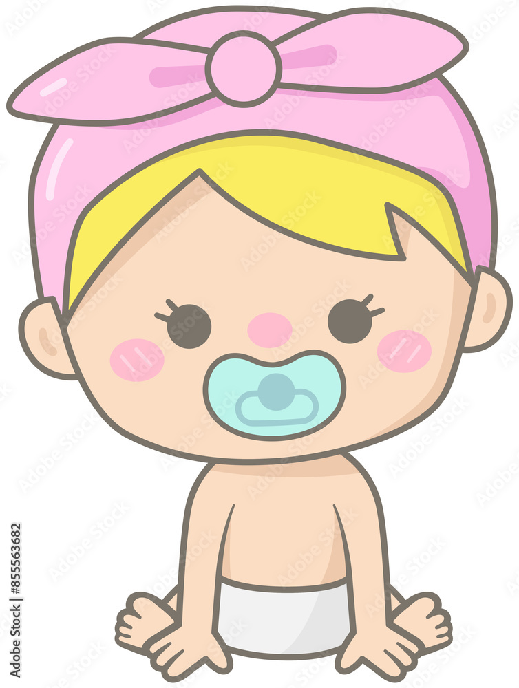 Cute baby element in Children Style Cartoon illustration baby girl Cute baby element in Children Style Cartoon illustration baby girl