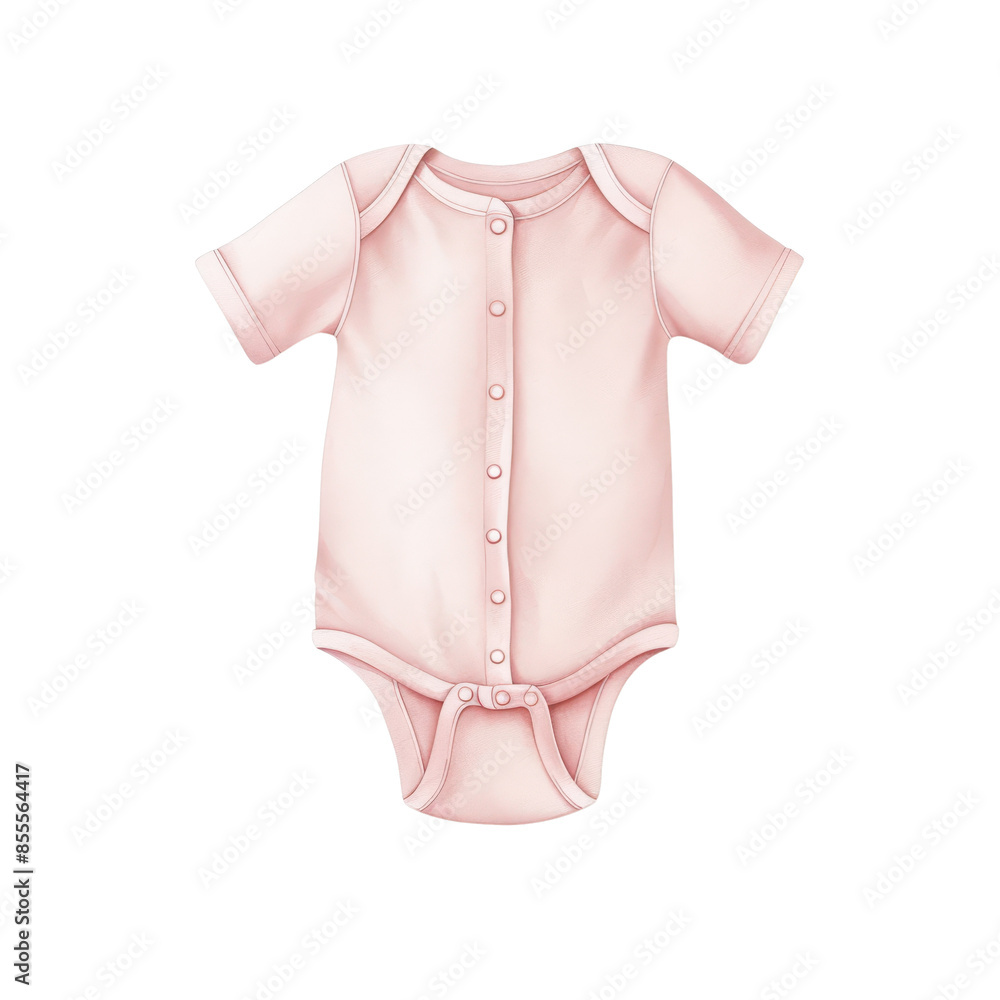 Obraz premium A pink baby onesie with short sleeves and button closure. Perfect for a baby shower or new baby announcement., PNG, transparent, isolated white background