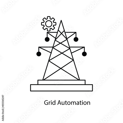 Smart Grid Automation: Optimizing Energy Distribution and Consumption with editable stroke.