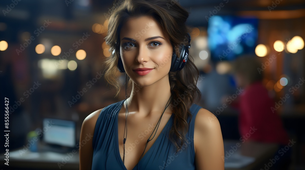 smile hotline operator woman office look at camara, works in a customer support ai generated smile hotline operator woman office look at camara, works in a customer support ai generated