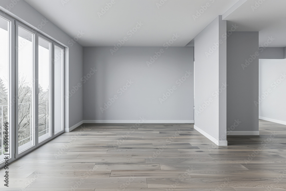 Empty room interiors in neutral tones with minimal or no furniture in a residential interior design composition. Apartment interior with ample copy space. Empty room interiors in neutral tones with minimal or no furniture in a residential interior design composition. Apartment interior with ample copy space.