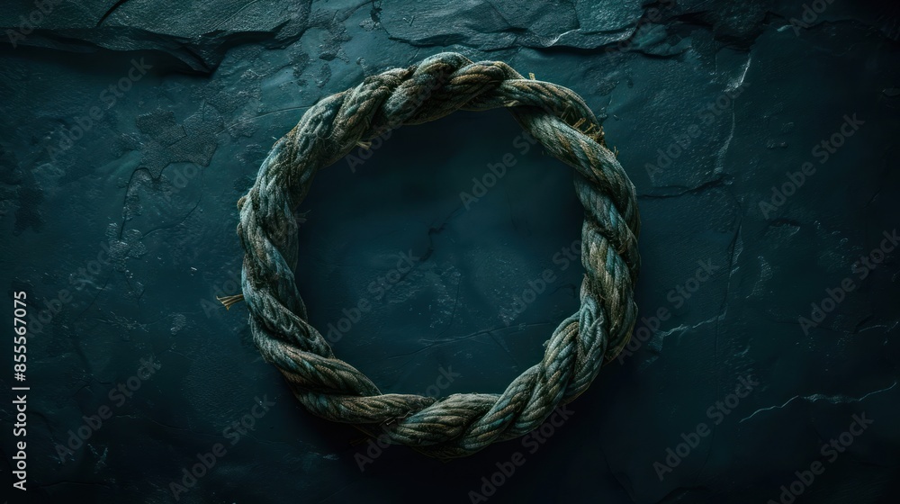 Fototapeta premium Complex knots form a perfect circle on dark