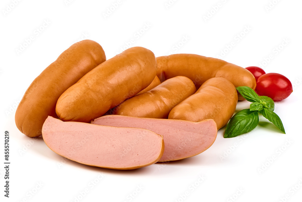 Boiled pork sausages, isolated on white background. High resolution image. Boiled pork sausages, isolated on white background. High resolution image.