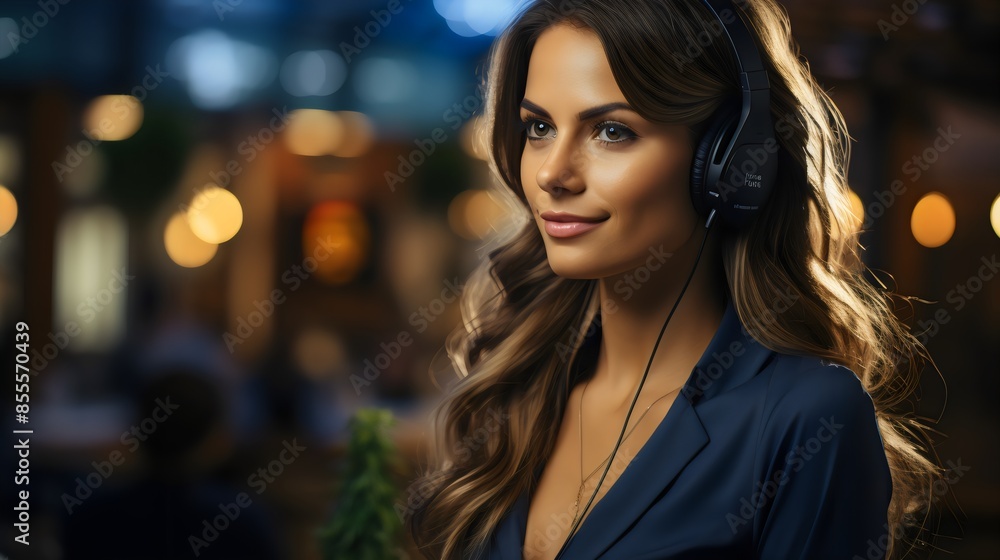 smile hotline operator woman office look at camara, works in a customer support ai generated smile hotline operator woman office look at camara, works in a customer support ai generated