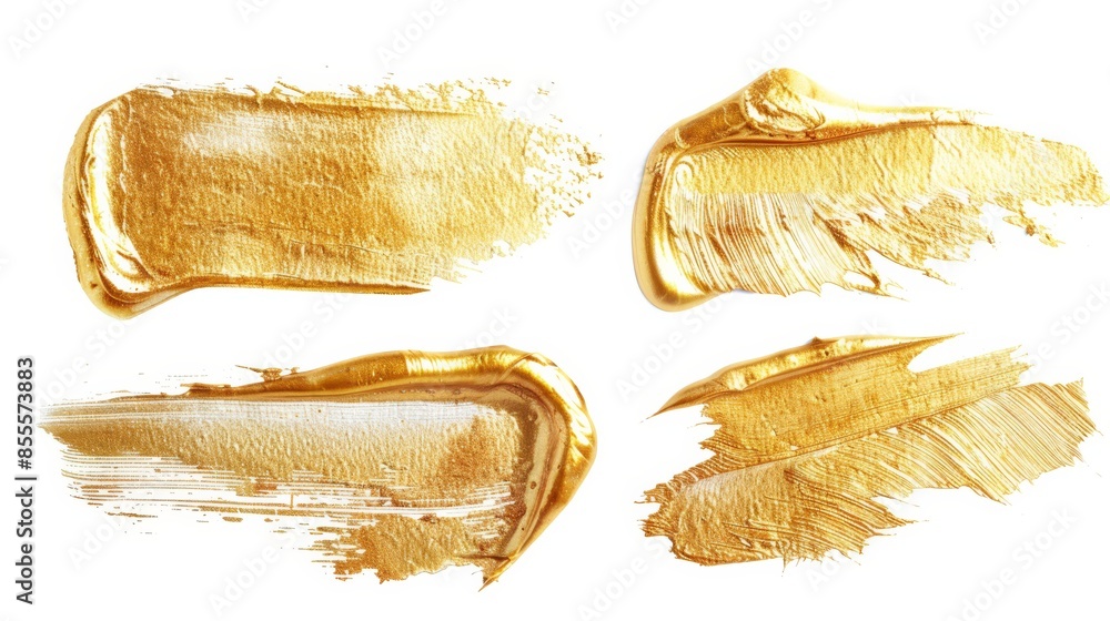 Golden watercolor grunge stains and lines set, abstract banners Golden watercolor grunge stains and lines set, abstract banners
