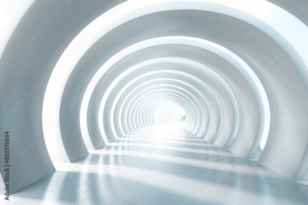 3D rendering of Abstract Tunnel of White Arcs 3D rendering of Abstract Tunnel of White Arcs