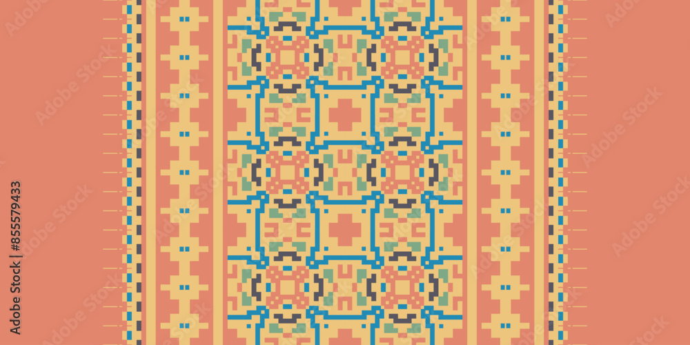 Geometric ethnic oriental seamless pattern traditional Design for background, carpet, wallpaper, clothing, wrapping, Batik, fabric, vector, illustration, boho embroidery style. Geometric ethnic oriental seamless pattern traditional Design for background, carpet, wallpaper, clothing, wrapping, Batik, fabric, vector, illustration, boho embroidery style.